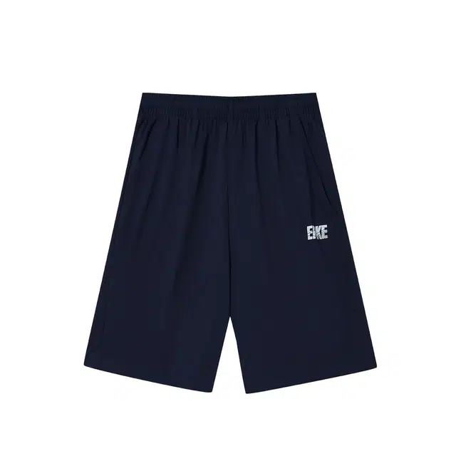 鸿星尔克儿童 松紧腰舒适亲肤柔软简约五分短裤 大童 蓝黑色