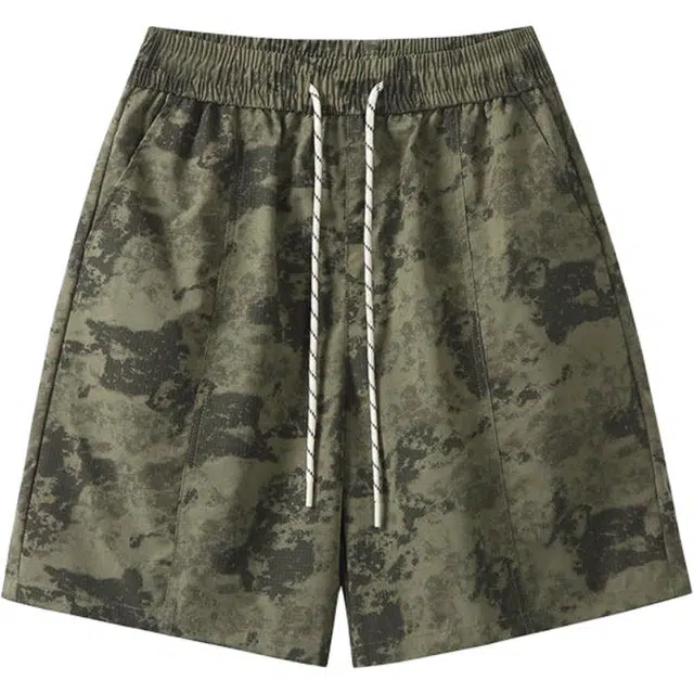 单爵 美式迷彩复古宽松时尚休闲短裤 男女同款