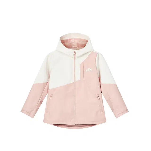 鸿星尔克儿童大衣 轻盈保暖时尚连帽 沉静粉 青少年