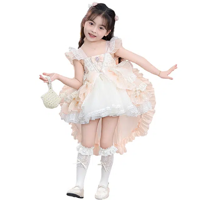 雅鹿连衣裙 时尚百搭吊带 粉色 中小童