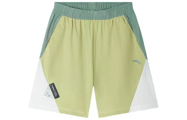 青少年 安踏儿童 拼色字母中腰直筒薄款五分短裤 金碧黄