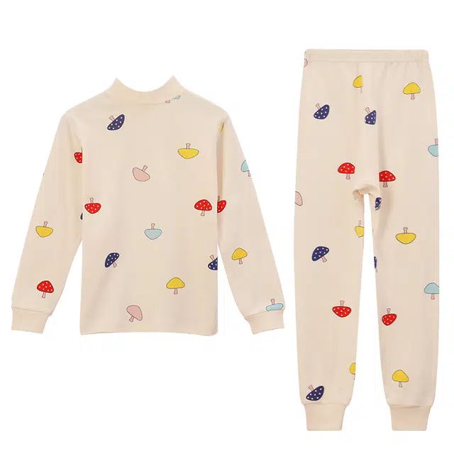 红豆 满印舒适柔软轻盈保暖套装 米色青少年