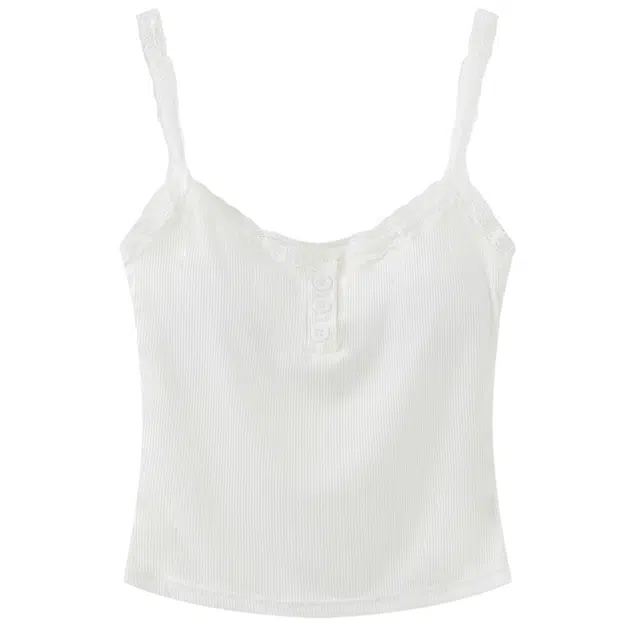 怪力萝莉 纯欲辣妹螺纹棉蕾丝美背一体带胸垫裹胸外穿打底短款运动背心 女款