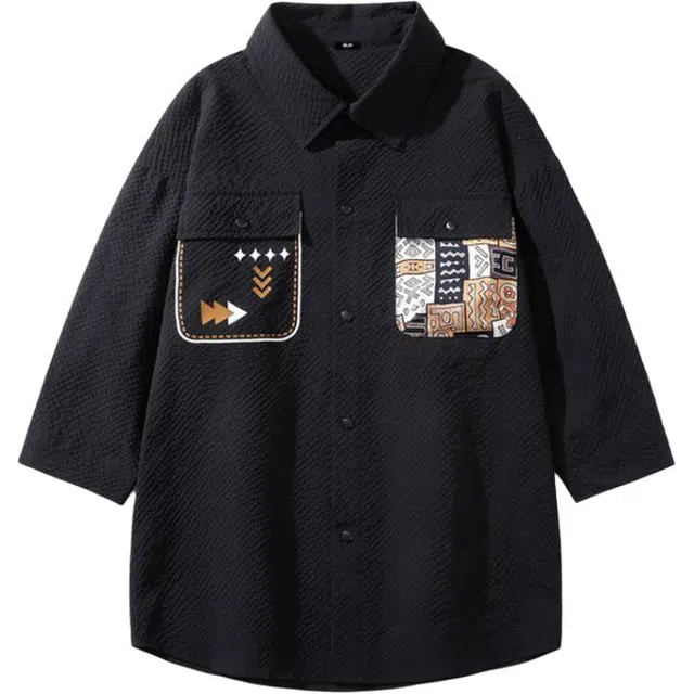 雅鹿 七分袖冰丝衬衣夏天衣服短袖衬衫 男款