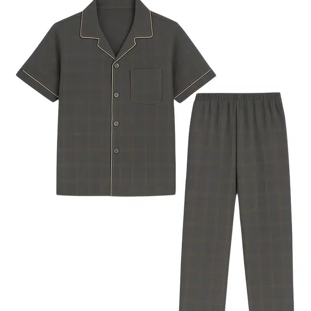 潞优野 短袖薄款休闲舒适家居服睡衣套装 男款