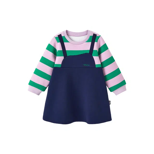 英氏 圆领洋气圆领长袖舒适连衣裙 中小童