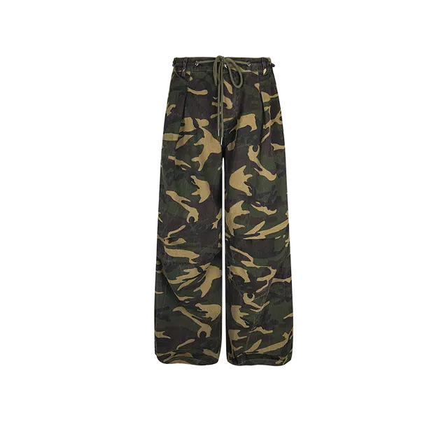 奇迹街区 潮牌美式迷彩复古宽松阔腿百搭休闲裤 男女同款