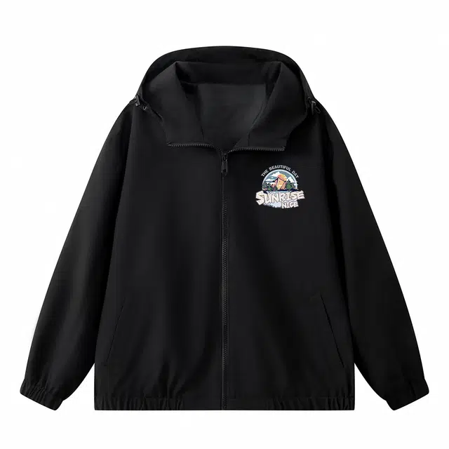 儿童款 唐狮童装 美式复古日出字母印花山系户外防风防水休闲百搭冲锋衣