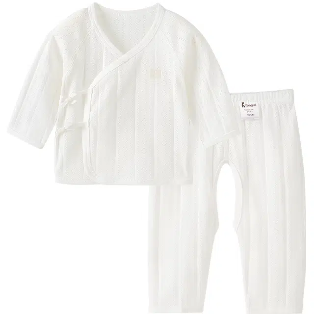 童泰休闲运动套装 夏季纯棉薄款新生儿衣服初生宝宝和尚服提花满月服 婴幼童