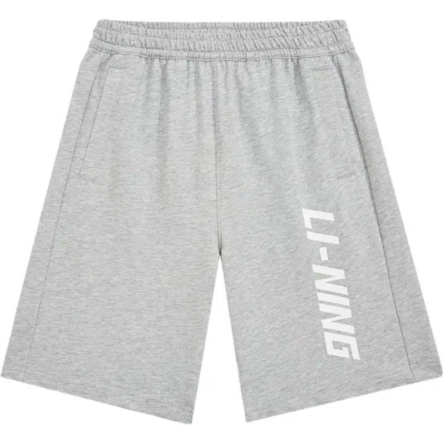 李宁儿童 字母清爽柔软舒适短裤 大童 花灰