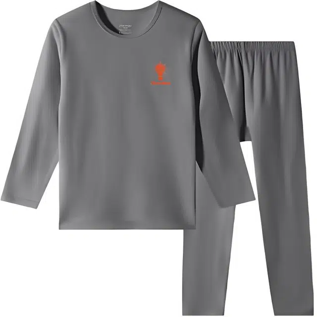 久岁伴 居家系列 保暖舒适柔软内衣套装 铁灰青少年