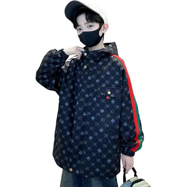 雅鹿夹克外套 连帽亲百搭拉链潮流长袖 儿童款