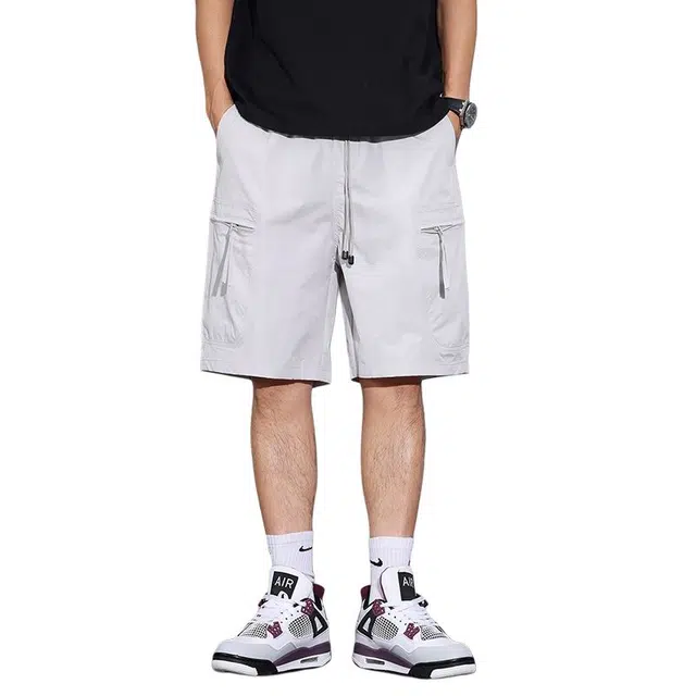 【dme】 美式户外纯色宽松多袋设计日常通勤舒适直筒五分工装休闲短裤 男女同款