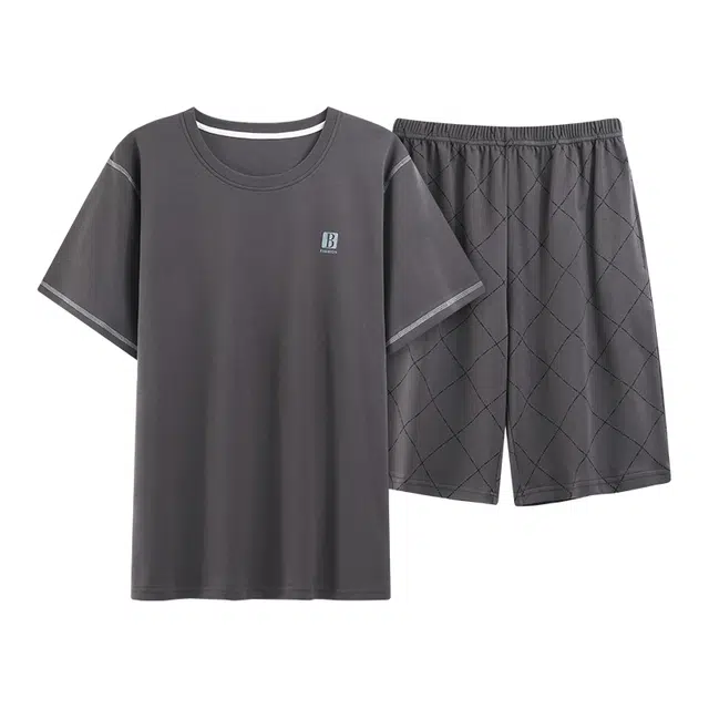 黛尔佳人 纯棉短袖亲肤透气简约时尚套头睡衣套装 男款
