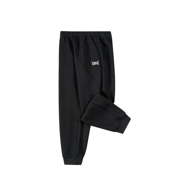 大童 鸿星尔克儿童 时尚柔软简约百搭针织运动裤 正黑