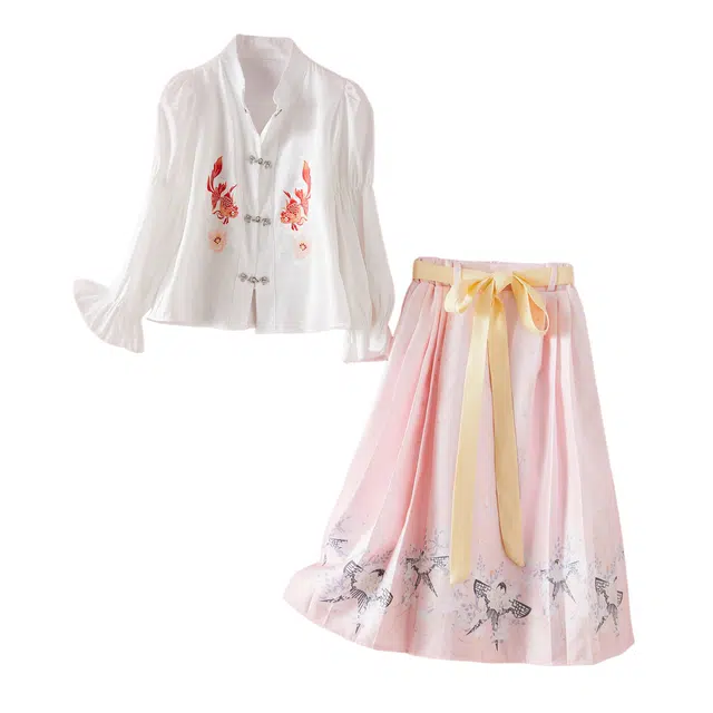 十月妈咪 中国风长袖马面裙套装公主裙汉服 儿童款