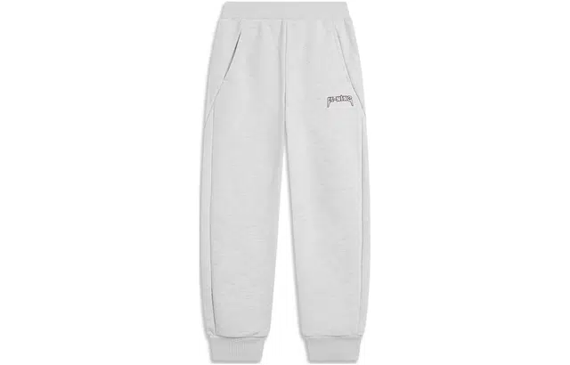 李宁儿童 童装 运动生活系列 纯色束脚针织运动裤 女童 花灰深南极灰