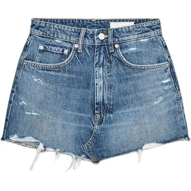 ZARA Trf Ripped Mini Denim Skirt
