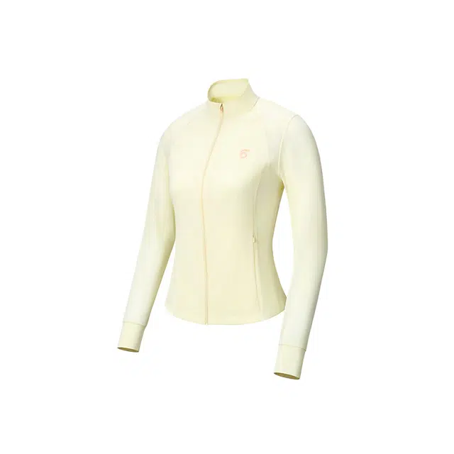 马孔多 美式复古高街舒适时尚简约纯色拼接透气凉感户外运动跑步立领长袖健身衣 女款 舞动黄