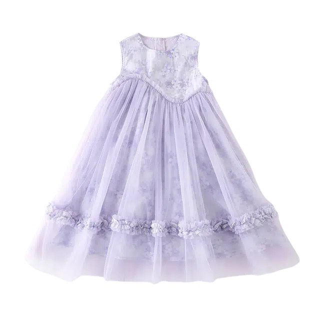 棉基因连衣裙 舒适百搭仙女风无袖 紫色 儿童款