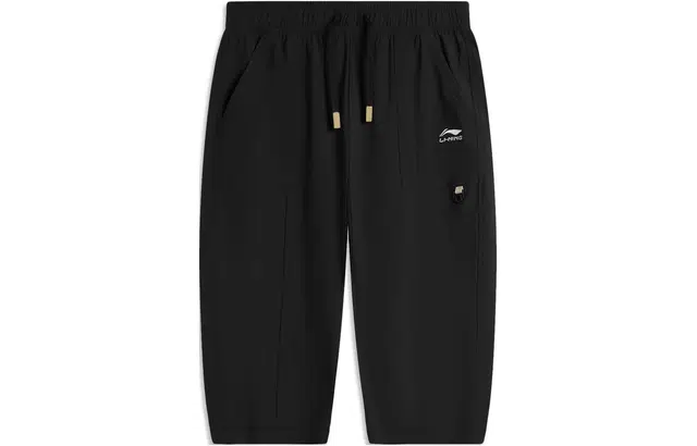 李宁儿童 纯色冰感直筒针织休闲裤 大童 黑色