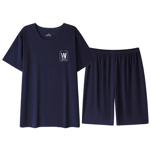 莫代尔 舒适百搭轻盈透气圆领套头简约休闲柔软亲肤可外穿家居服睡衣套装 男款