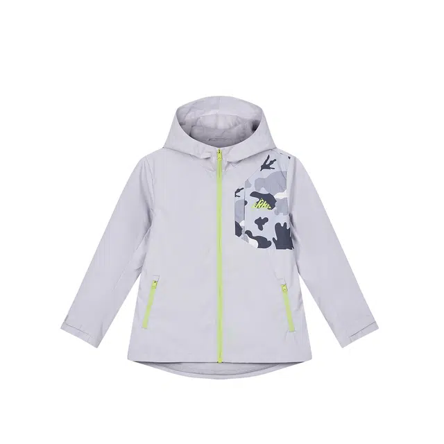 鸿星尔克儿童大衣 户外系列 简约舒适连帽长袖 钛金灰 青少年