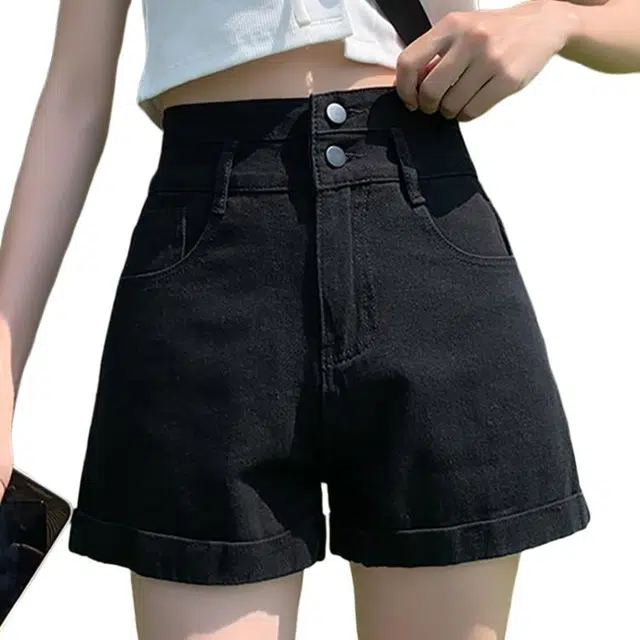 怪力萝莉 高腰卷边宽松阔腿时尚百搭牛仔短裤 女款