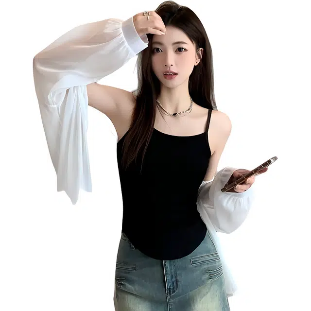 新世家族 小吊带内搭夏季纯欲修身美背无袖打底外穿上衣百搭简约美感时尚潮流个性外穿内搭优雅气质细带优雅背心 女款