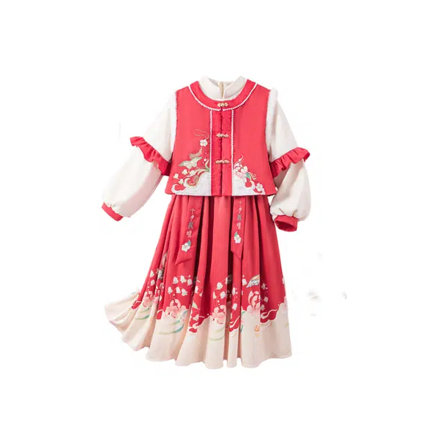 儿童款 十月妈咪 国风两件套长袖连衣裙厚款新中式汉服碎花裙子裙装套装