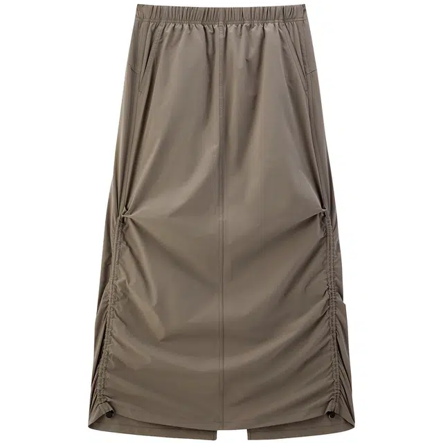 太平鸟 时尚舒适质感防泼水休闲长裙 女款 海龟绿