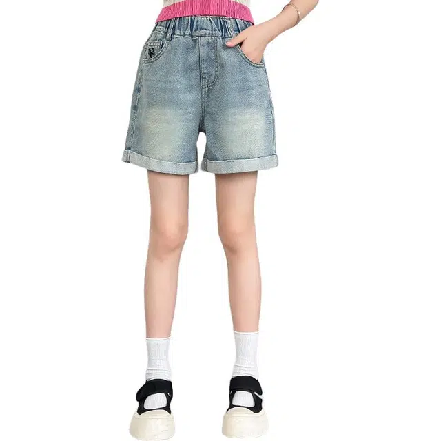 泰迪珍藏 百搭亲肤简约时尚洋气短裤 儿童款 蓝色