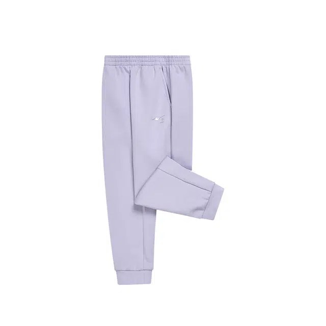鸿星尔克儿童 综训系列 简约字母松紧腰舒适透气针织运动裤 藕荷紫中小童