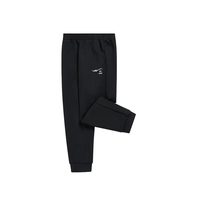 鸿星尔克儿童 时尚柔软亲肤松紧腰简约针织运动裤 正黑中小童