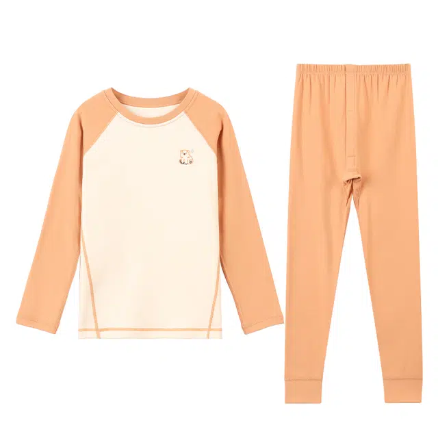 红豆 简约圆领套头插肩长袖上衣舒适百搭长裤内衣套装青少年