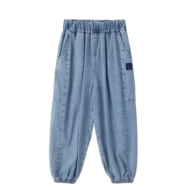 玛米玛卡 韩版纯色时尚百搭休闲裤 中童 蓝色