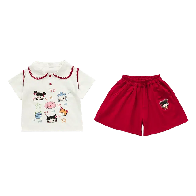 木木兔休闲运动套装 舒适简约百搭 红色 中小童