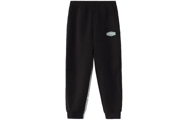 李宁儿童 童装 运动生活系列 纯色中腰束脚针织运动裤 男童 黑色