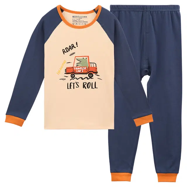 红豆 舒适亲肤柔软圆领简约大方内衣套装 海琴蓝青少年