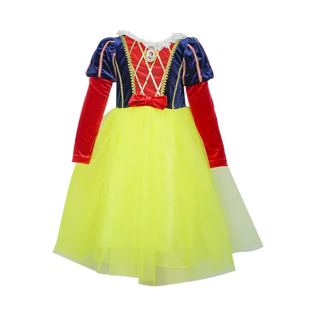 伊佳林 圆领洋气拼色长袖连衣裙 白雪 中小童