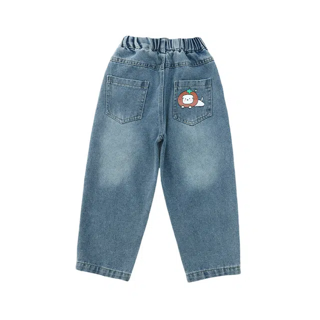 木木兔牛仔裤 潮流简约休闲 蓝色 中小童