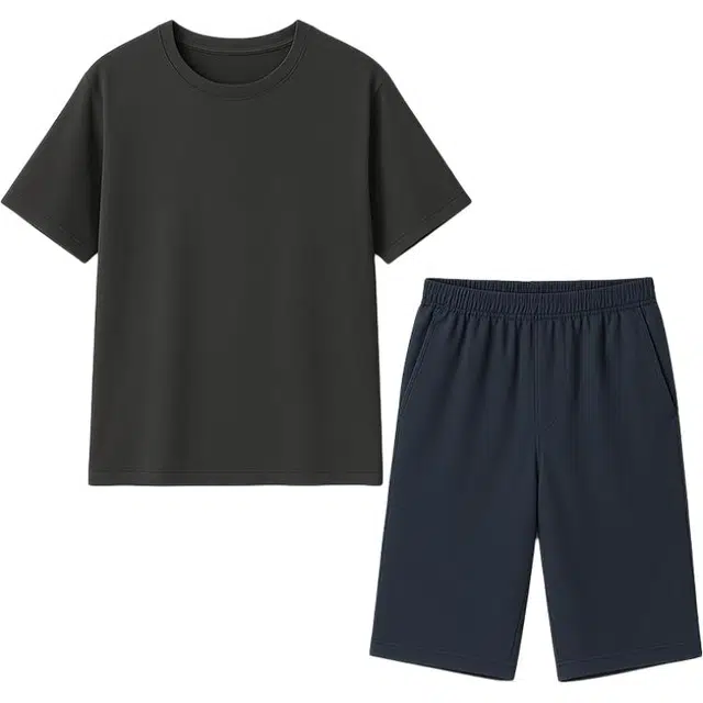 潞优野 短袖凉感纯色舒适高级感家居服睡衣套装 男款