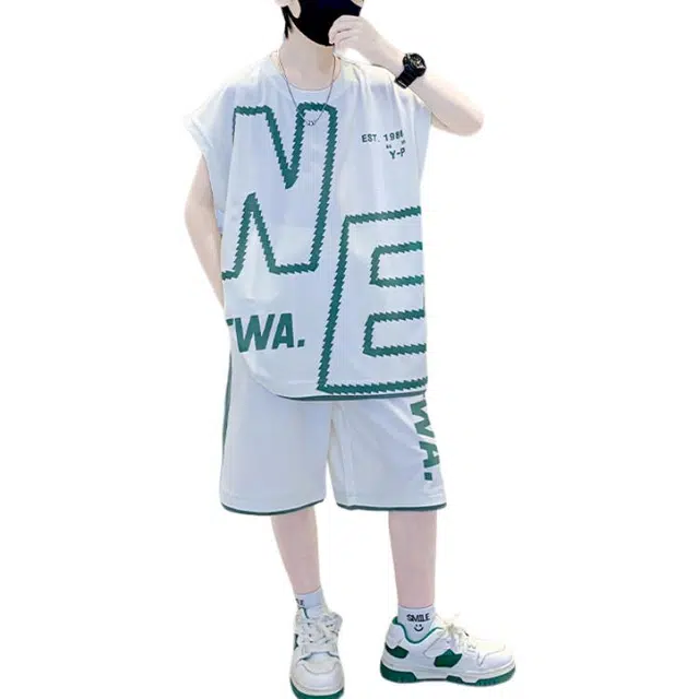 大童 浪莎 时尚舒适柔软字母印花休闲运动套装