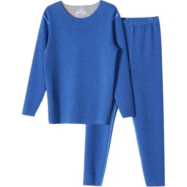 久岁伴 秋冬内衣套装系列 时尚舒适柔软亲肤保暖家居服 彩蓝青少年