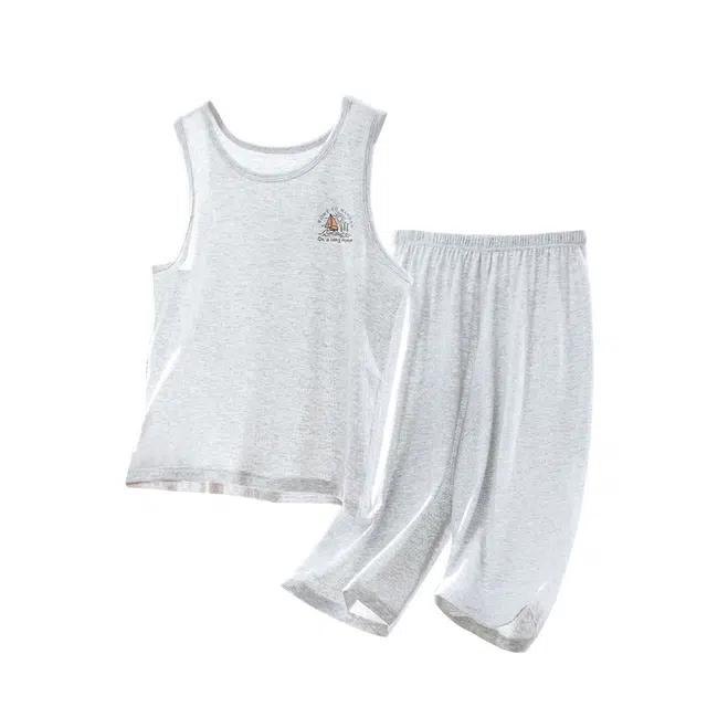 儿童款 顶瓜瓜 舒适透气亲肤睡衣套装 灰色