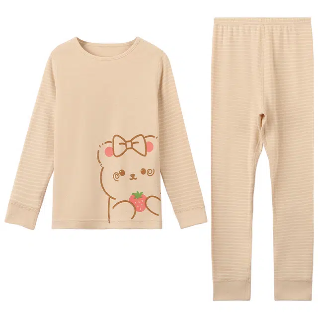 红豆 时尚柔软亲肤洋气百搭透气卡通内衣套装 彩条青少年