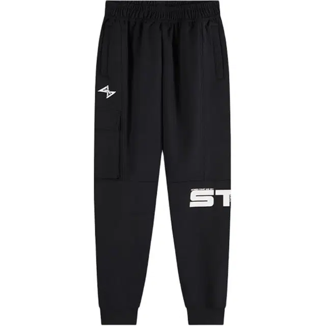 青少年 安踏儿童 字母中腰舒适透气加绒保暖束脚针织运动裤 梦幻黑