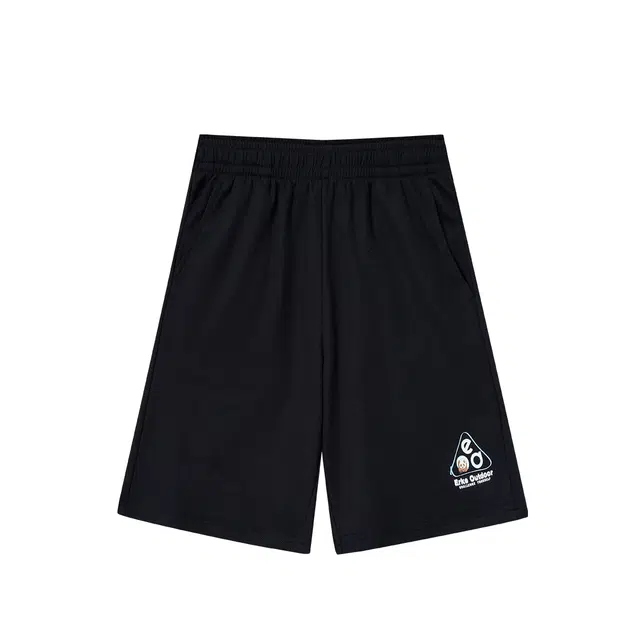 鸿星尔克儿童 字母中腰直筒儿童短裤 儿童款 正黑