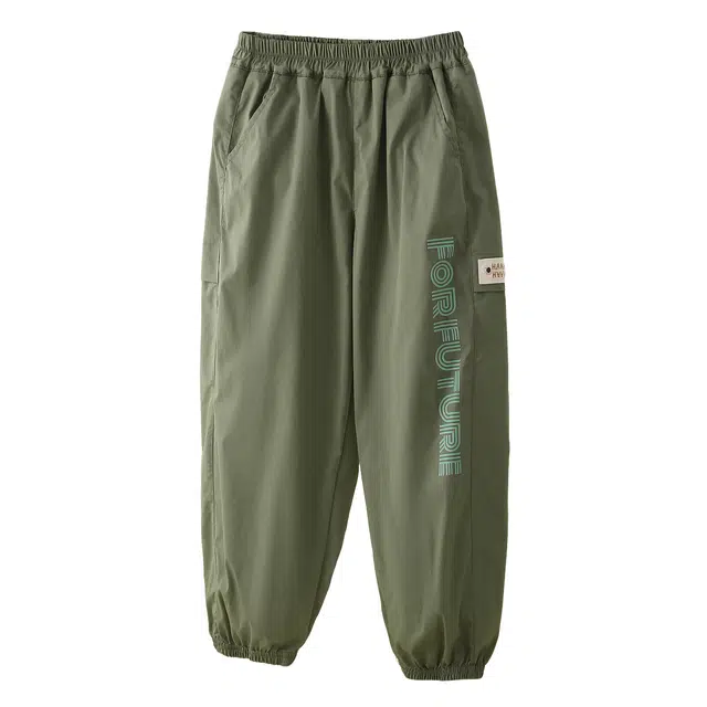 十月妈咪 纯色松紧腰束脚休闲裤 儿童款