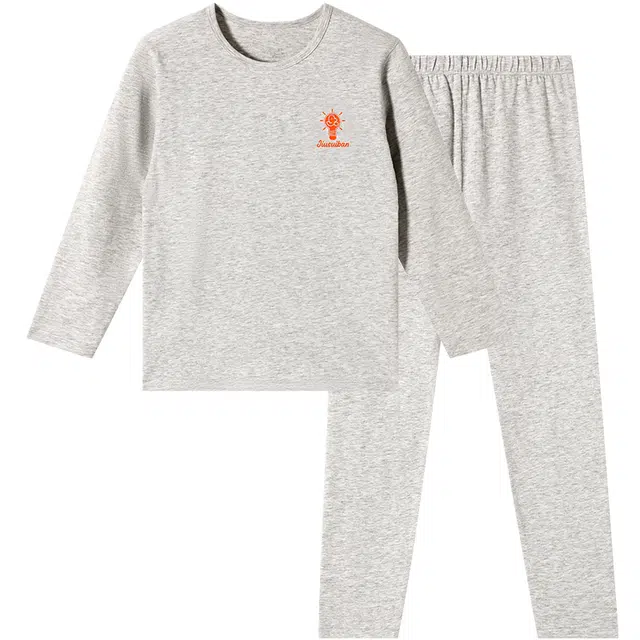 久岁伴 居家系列 保暖舒适柔软内衣套装 花灰青少年